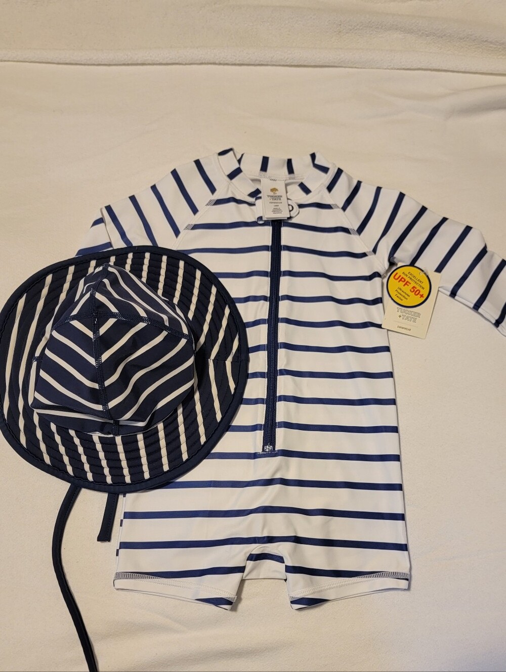 NWT TUCKER + TATE Swimear.  Swim Onesie 18 Mos And Swim Hat XS